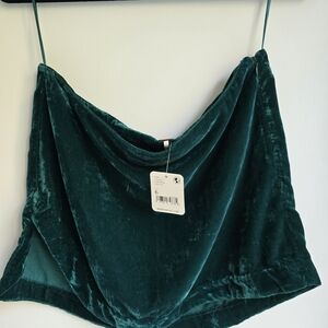 Free People Emerald Green Velvet Mini Skirt